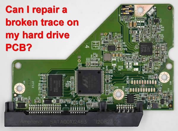 Can I repair a broken trace on my hard drive PCB?