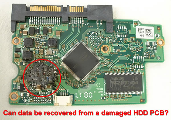 Can data be recovered from a damaged hard drive PCB?