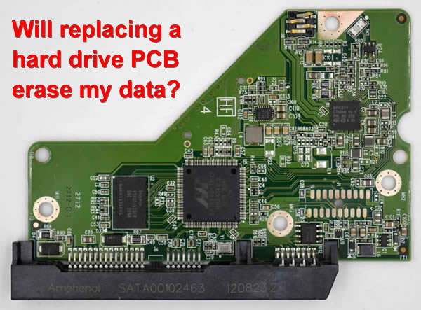 Will replacing a hard drive PCB erase my data?