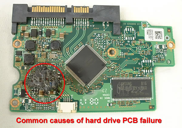 What are some common causes of hard drive PCB failure?
