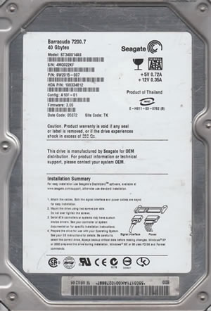 Seagate ST340014AS Hard Disk Drive
