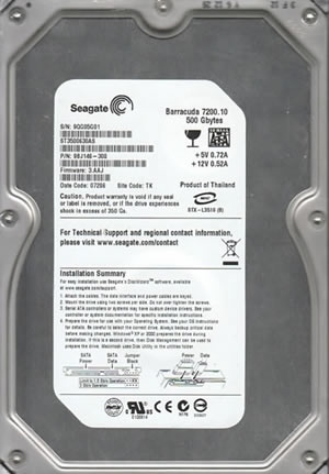 Seagate ST3500630AS Hard Disk Drive