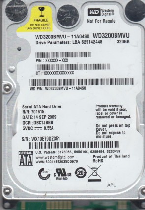 Western Digital WD3200BMVU Hard Disk Drive