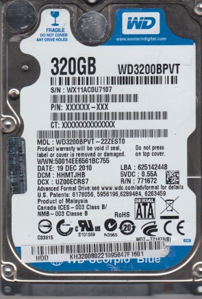 Western Digital WD3200BPVT Hard Disk Drive