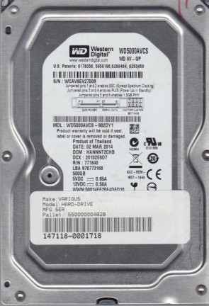 Western Digital WD5000AVCS Hard Disk Drive