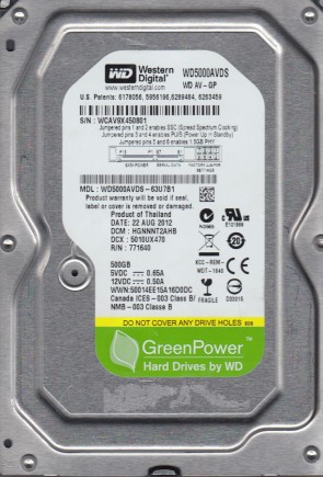 Western Digital WD5000AVDS Hard Disk Drive