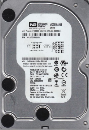 Western Digital WD5000AVJB Hard Disk Drive
