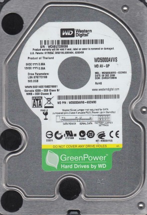 Western Digital WD5000AVVS Hard Disk Drive
