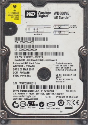 Western Digital WD600VE Hard Disk Drive