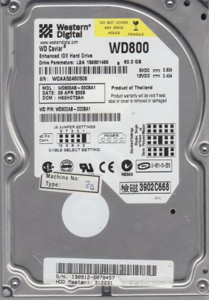 Western Digital WD800AB Hard Disk Drive