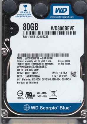 Western Digital WD800BEVE Hard Disk Drive