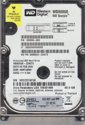 Western Digital WD800UE Hard Disk Drive