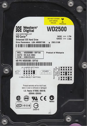 Western Digital HDD WD2500BB-00FTA0