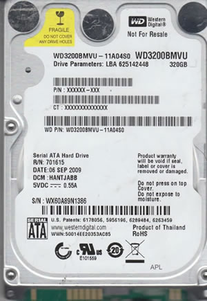 Western Digital HDD WD3200BMVU-11A04S0