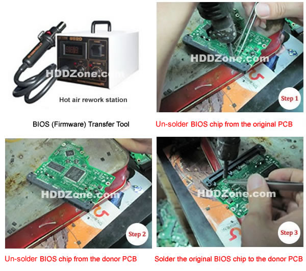 Steps to swap a hard drive PCB BIOS chip